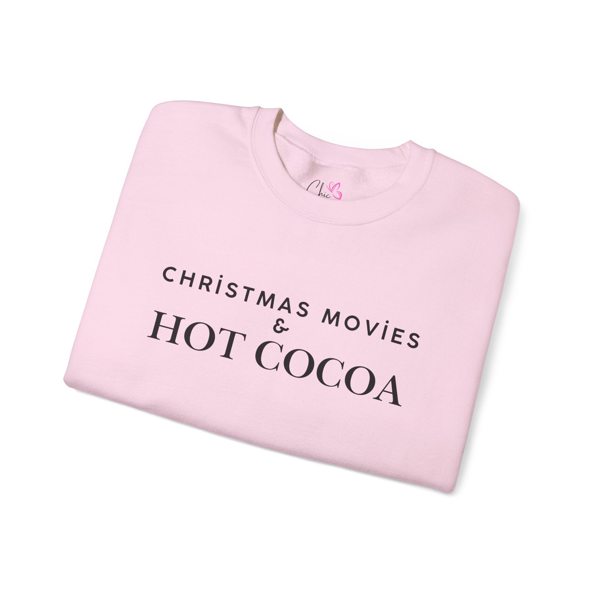 Christmas Movies And Hot Cocoa Sweatshirt Cozy Holiday Crewneck Pullover Winter Graphic Top
