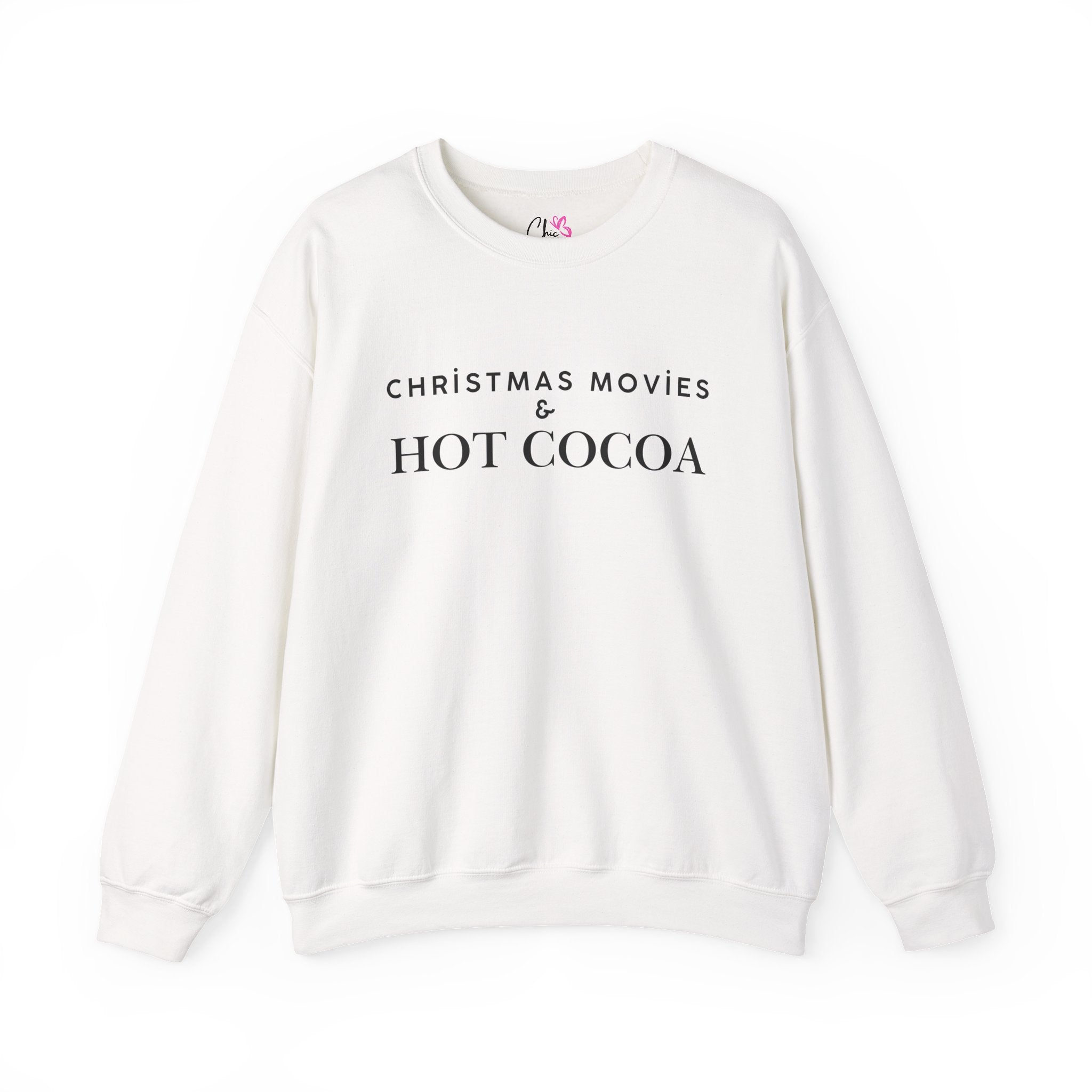 Christmas Movies And Hot Cocoa Sweatshirt Cozy Holiday Crewneck Pullover Winter Graphic Top