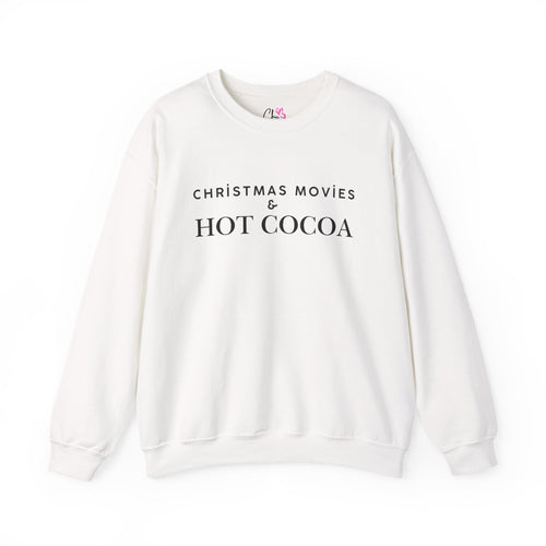 Christmas Movies And Hot Cocoa Sweatshirt Cozy Holiday Crewneck Pullover Winter Graphic Top