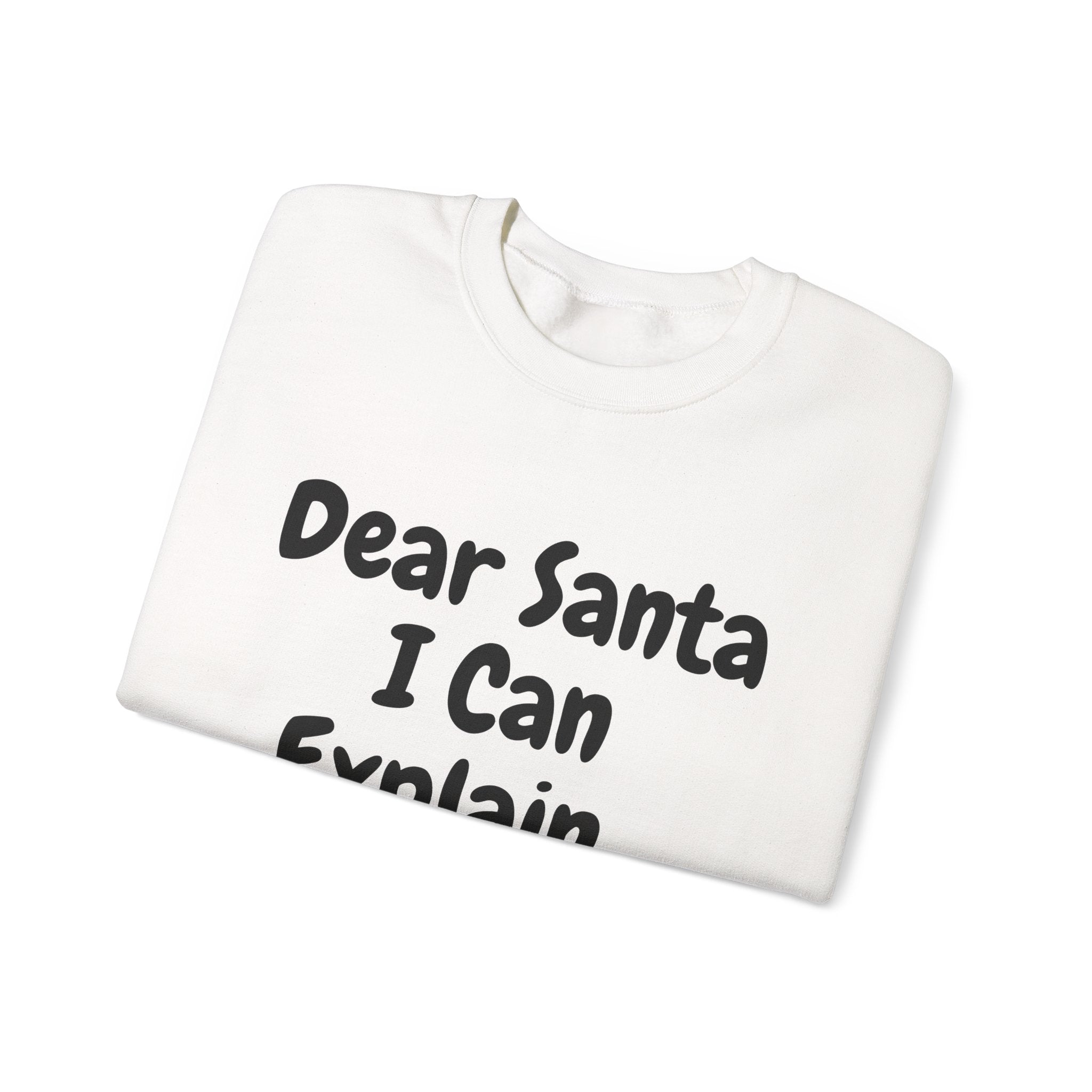 Dear Santa I Can Explain Sweatshirt Funny Christmas Crewneck Holiday Pullover Top