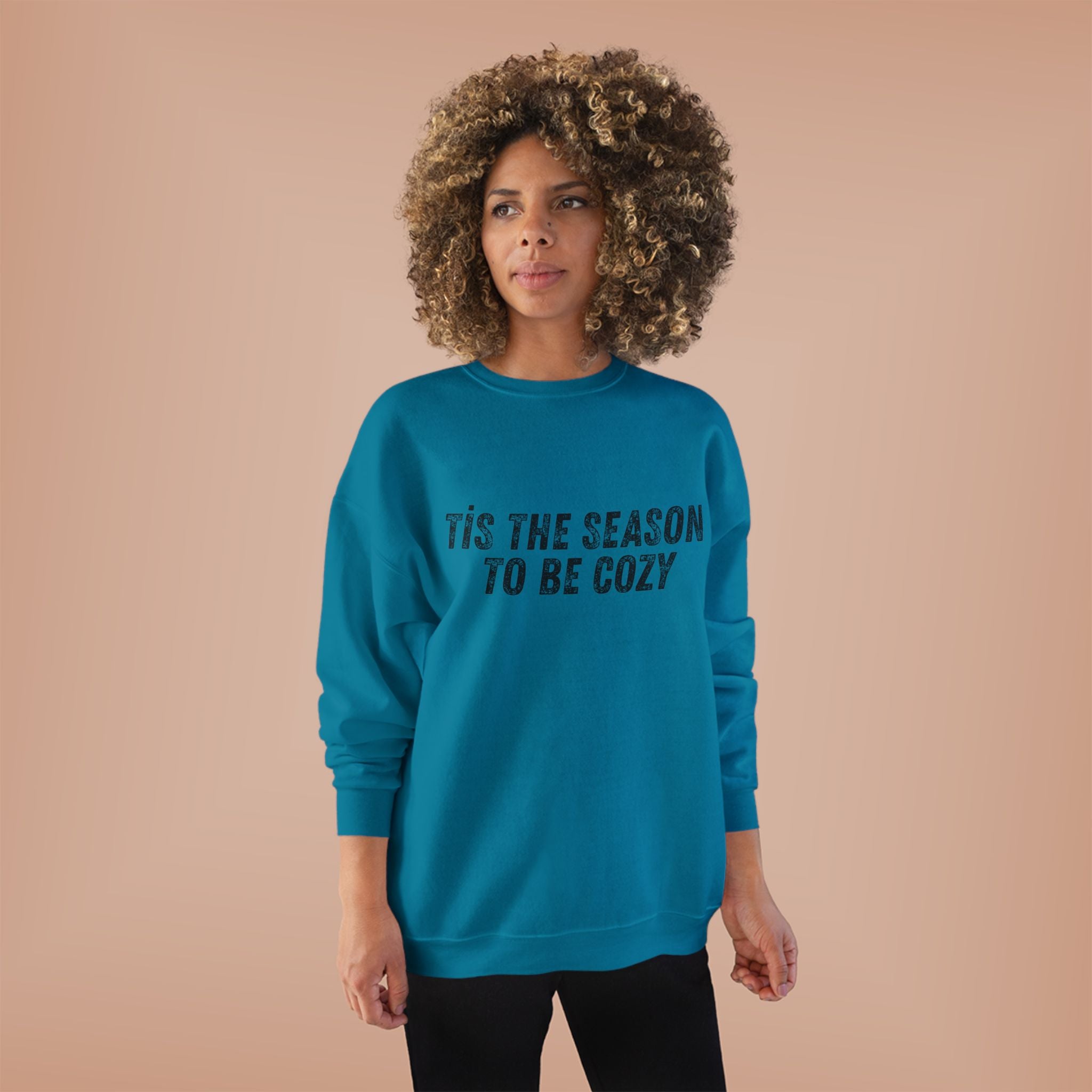 Tis The Season To Be Cozy Crewneck Sweatshirt Holiday Winter Fleece Pullover Top