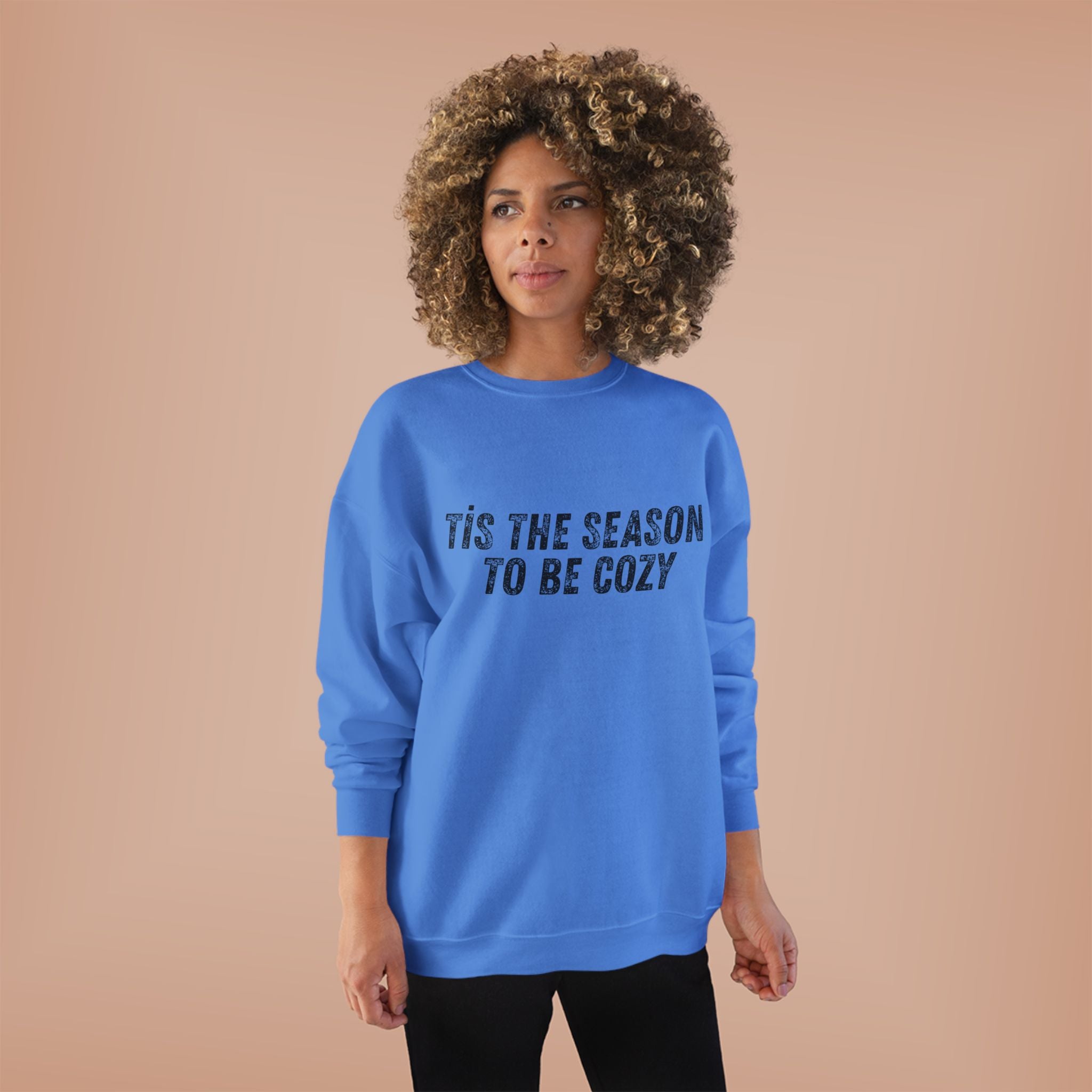 Tis The Season To Be Cozy Crewneck Sweatshirt Holiday Winter Fleece Pullover Top