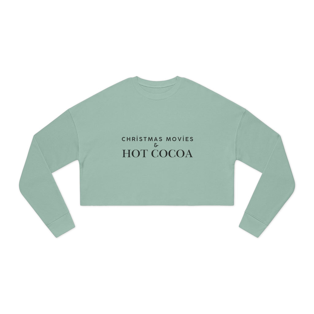 Christmas Movies And Hot Cocoa Cropped Sweatshirt Cozy Holiday Pullover Women Winter Top
