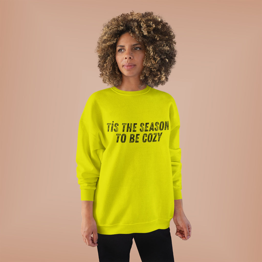 Tis The Season To Be Cozy Crewneck Sweatshirt Holiday Winter Fleece Pullover Top