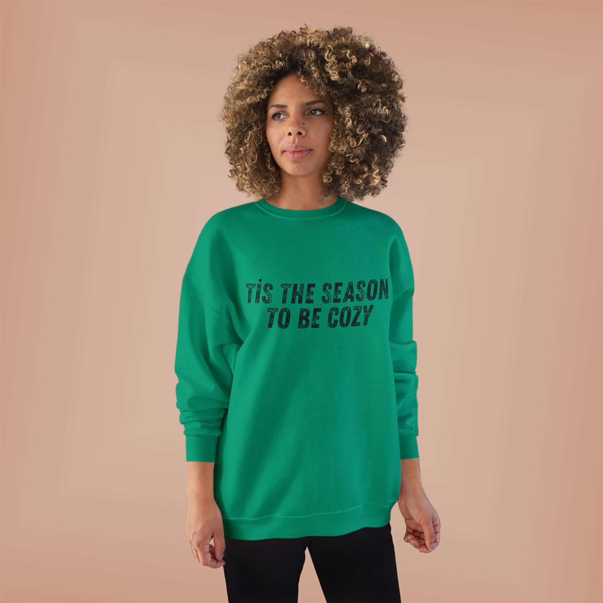 Tis The Season To Be Cozy Crewneck Sweatshirt Holiday Winter Fleece Pullover Top