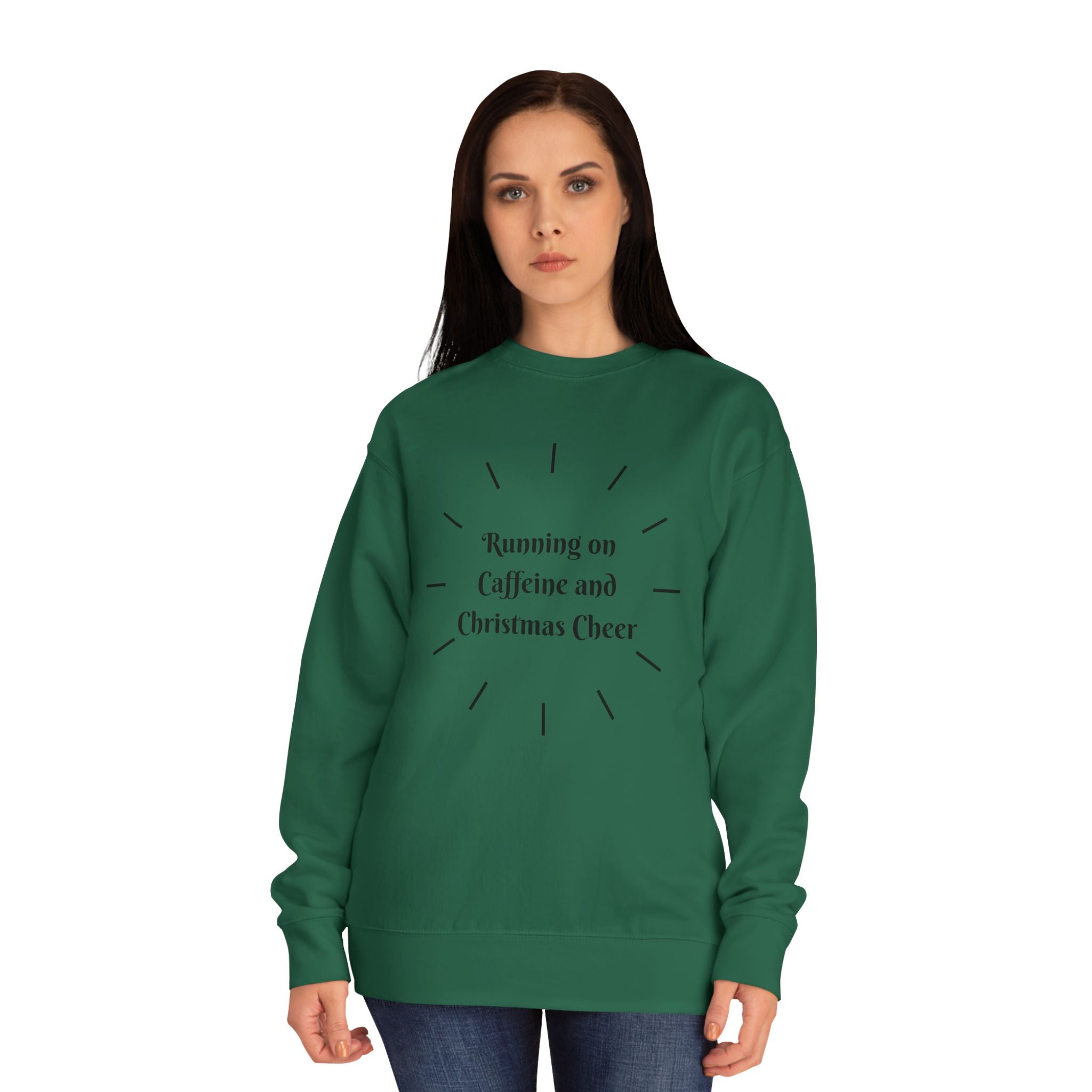 Running On Caffeine And Christmas Cheer Sweatshirt Holiday Coffee Lover Pullover