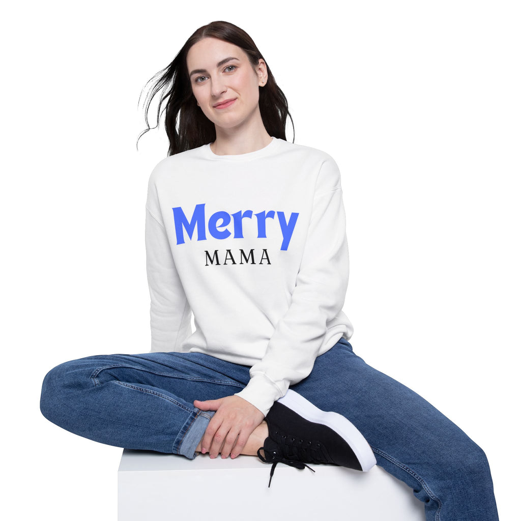 Merry Mama Sweatshirt Holiday Crewneck Christmas Mom Pullover Graphic Top