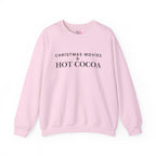 Christmas Movies And Hot Cocoa Sweatshirt Cozy Holiday Crewneck Pullover Winter Graphic Top