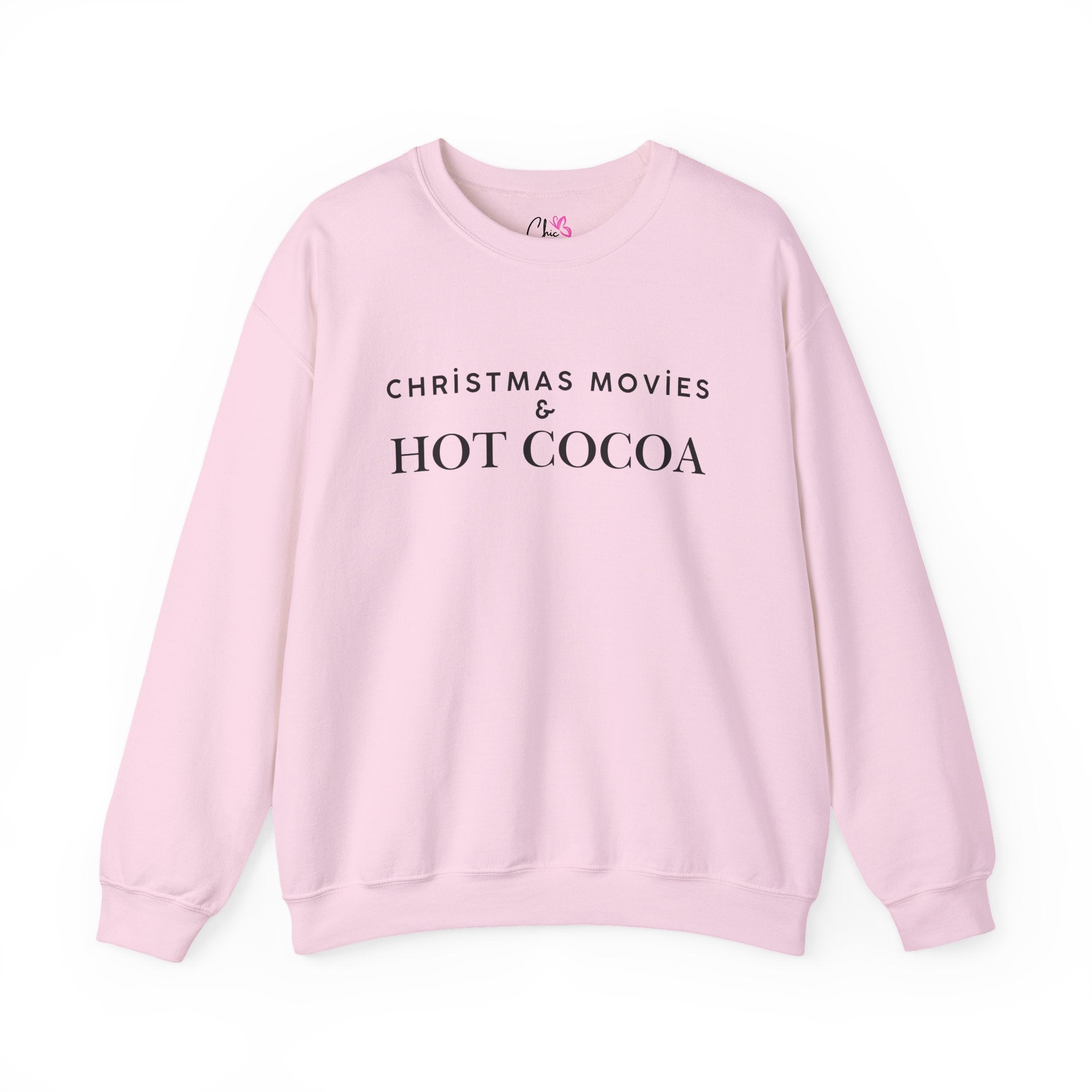 Christmas Movies And Hot Cocoa Sweatshirt Cozy Holiday Crewneck Pullover Winter Graphic Top