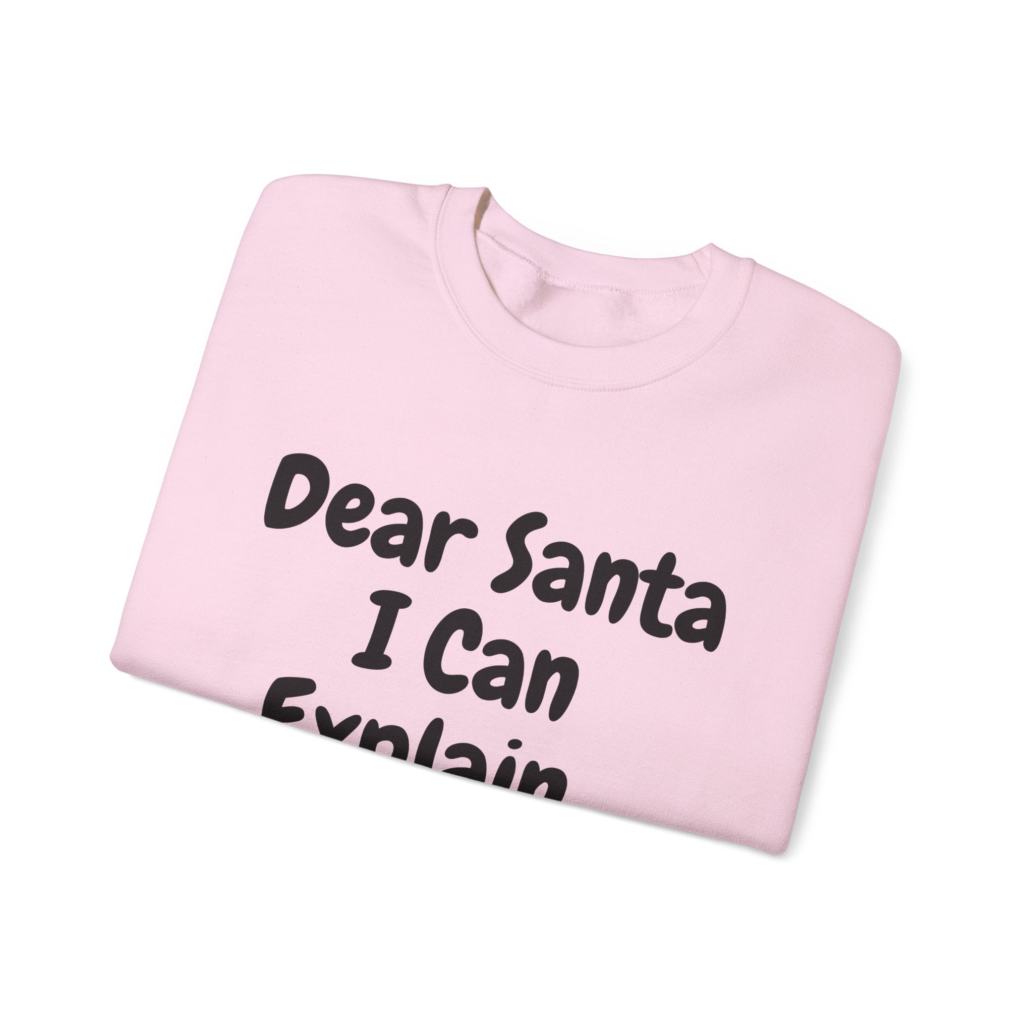 Dear Santa I Can Explain Sweatshirt Funny Christmas Crewneck Holiday Pullover Top