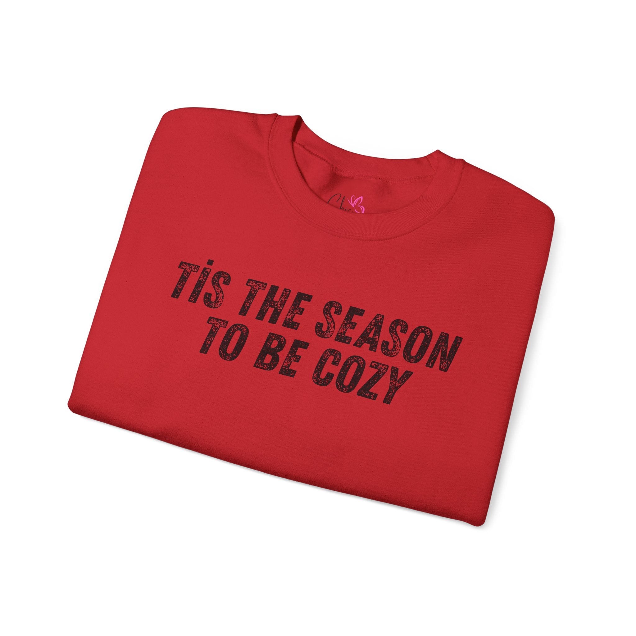 Tis The Season To Be Cozy Crewneck Sweatshirt Winter Holiday Pullover White Fleece Top