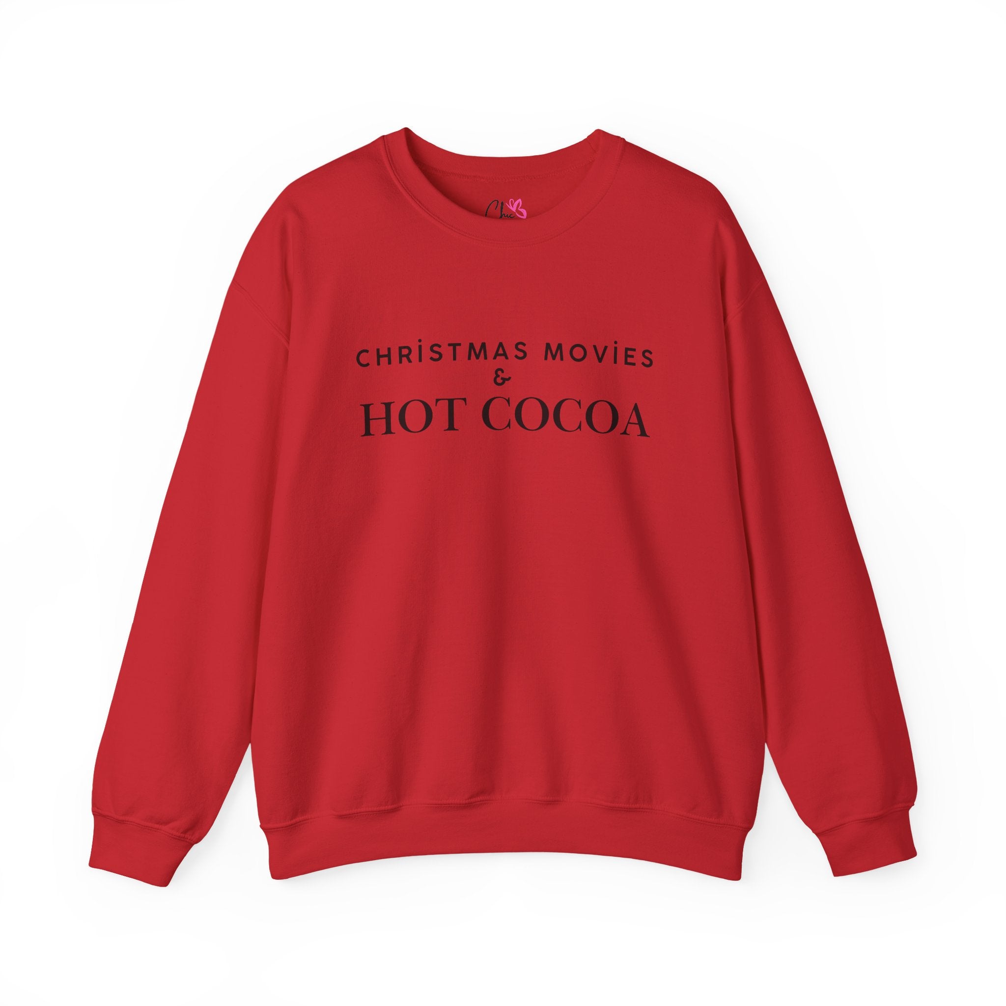 Christmas Movies And Hot Cocoa Sweatshirt Cozy Holiday Crewneck Pullover Winter Graphic Top