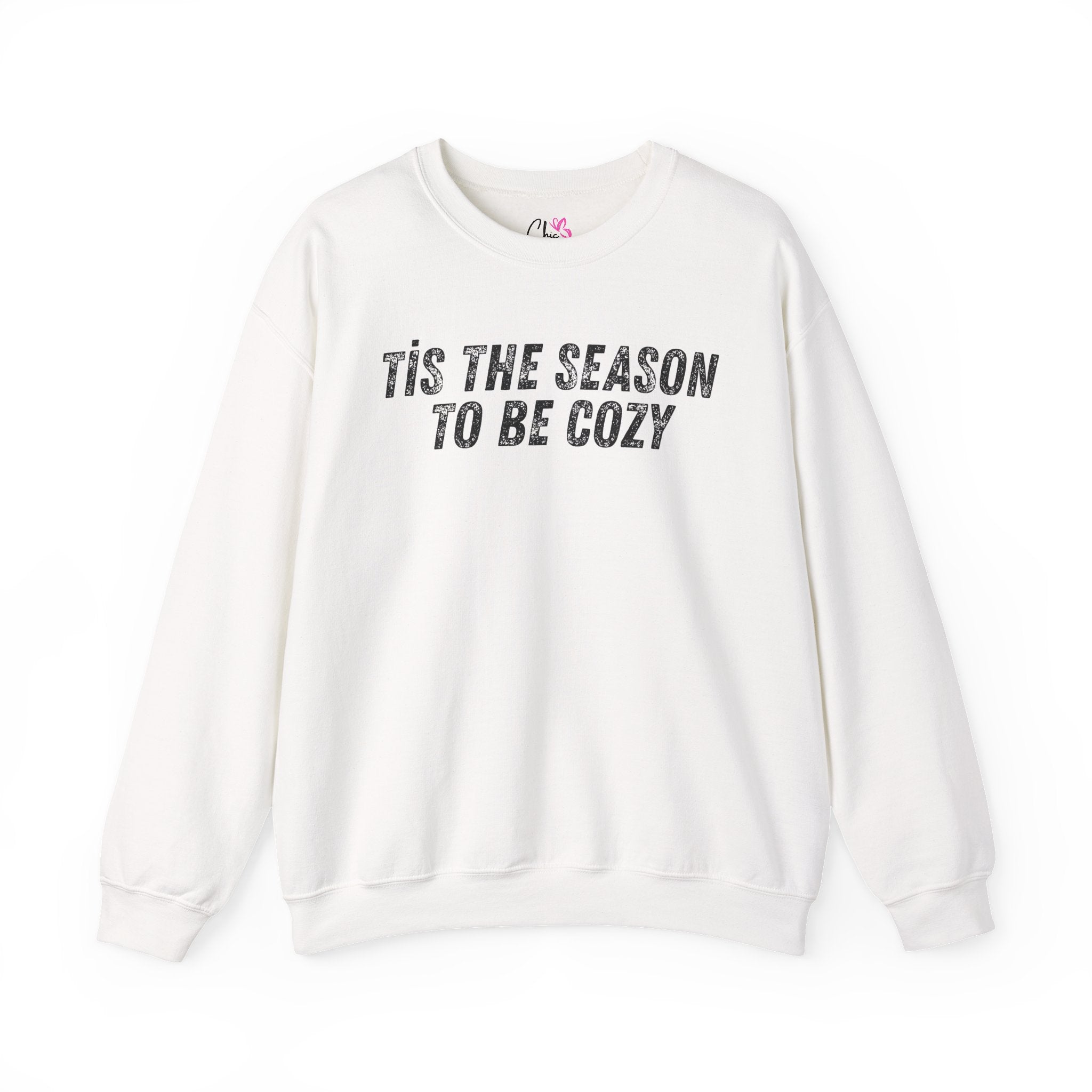 Tis The Season To Be Cozy Crewneck Sweatshirt Winter Holiday Pullover White Fleece Top